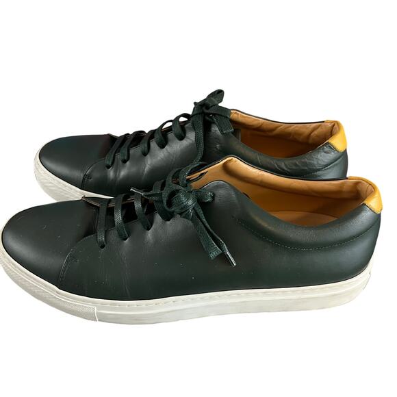 M. GEMI "ITALY MADE" LEATHER SNEAKER 12 US EU 45 Green Tan - Picture 6 of 7